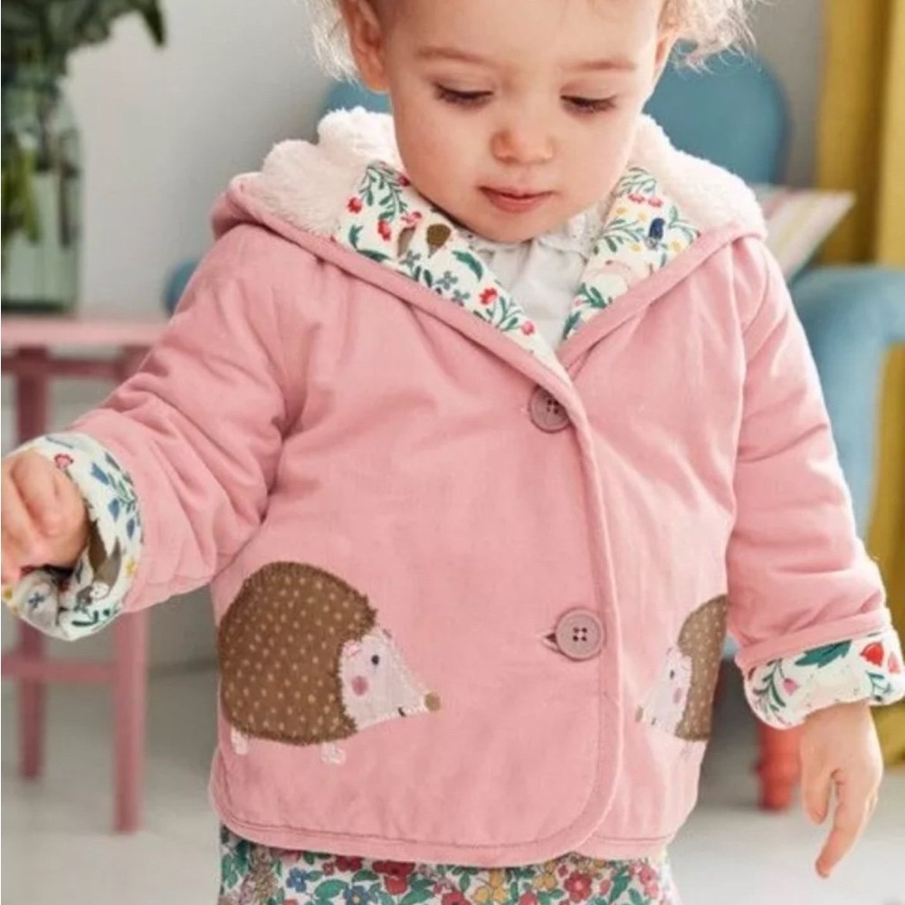 🦔 Baby Boden Pink Hedgehog Jacket, 3-4